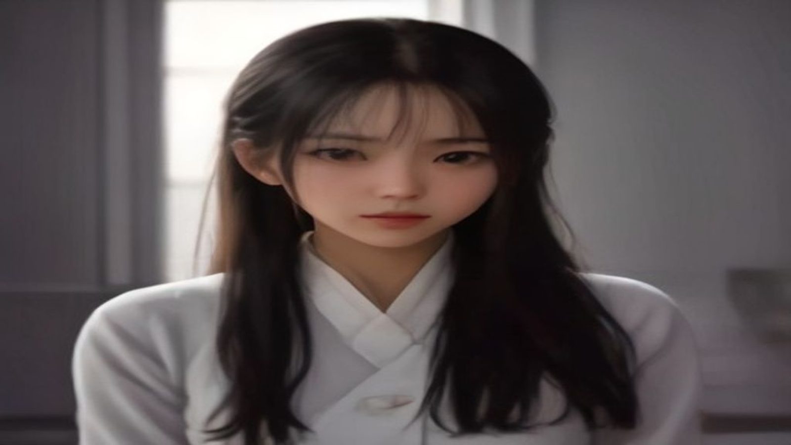 现代简约风格摄影工作室内，年轻女性面对笔记本电脑使用自拍在线工具拍照，背景有柔和暖光，画面专业而温馨